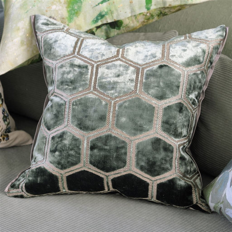 Designers Guild Manipur Jade Large Velvet Cushion