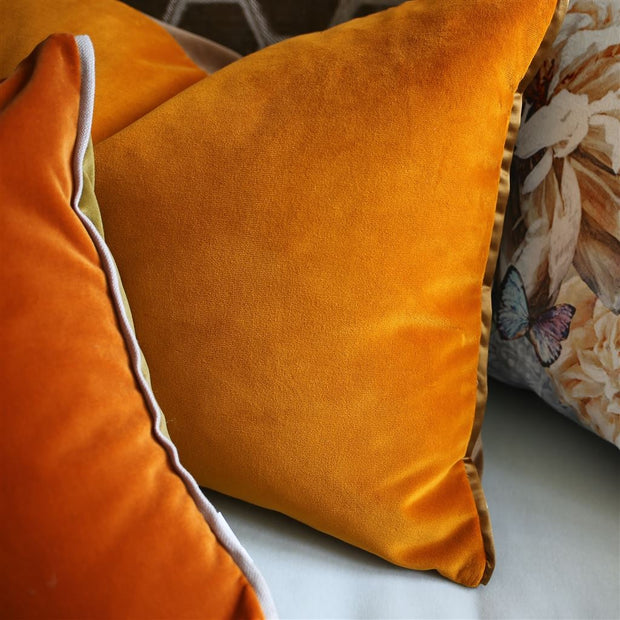 Designers Guild Cassia Saffron & Hazel Velvet Cushion