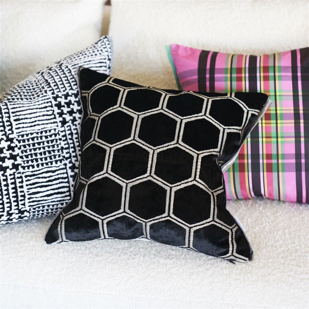 Designers Guild Manipur Noir Large Velvet Cushion