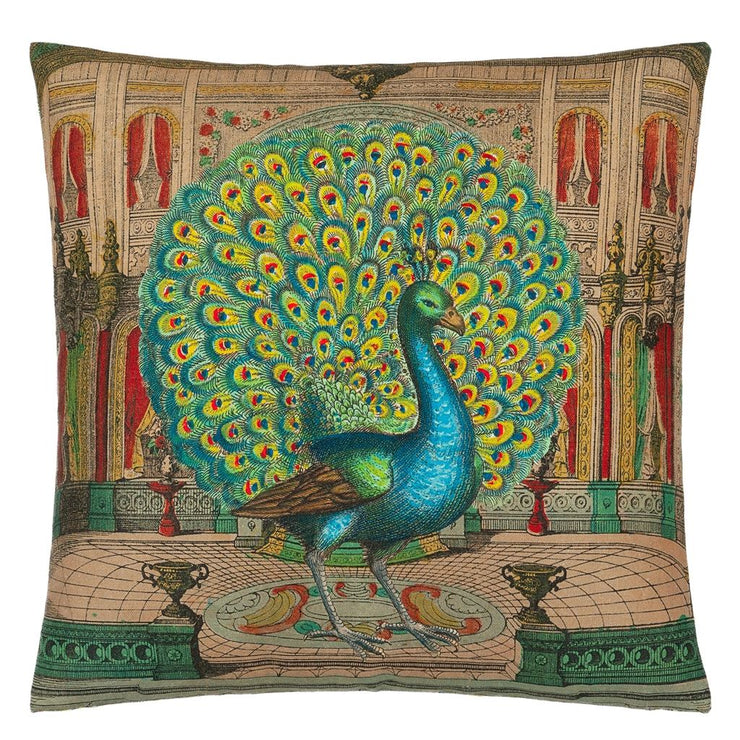 John Derian Peacock Emerald Cushion