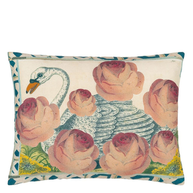 John Derian Swan Floral Sepia Cushion