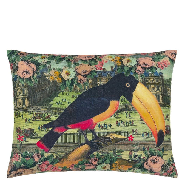 John Derian Toucan Floral Sepia Cushion
