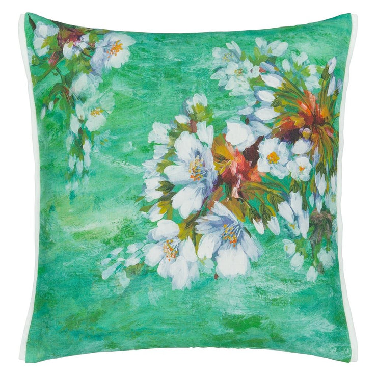 Designers Guild Fleur D'assam Emerald Linen Cushion