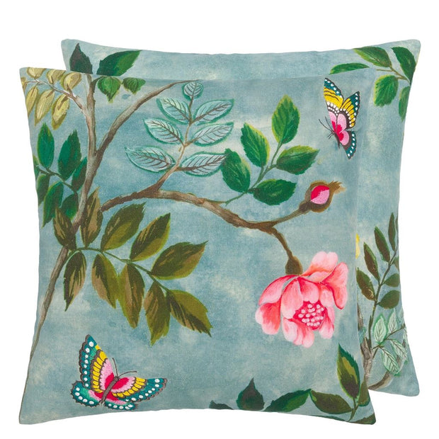 Papillon Chinois Teal Cushion