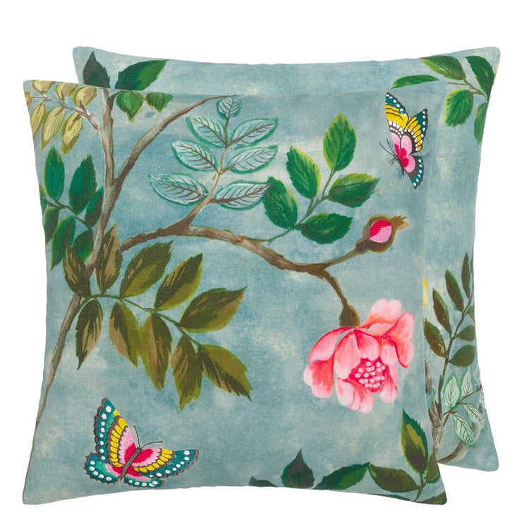 Papillon Chinois Teal Cushion