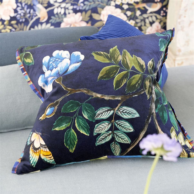 Designers Guild Porcelaine De Chine Velours Indigo Cushion