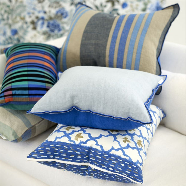Designers Guild Brera Lino Lagoon & Porcelain Linen Cushion