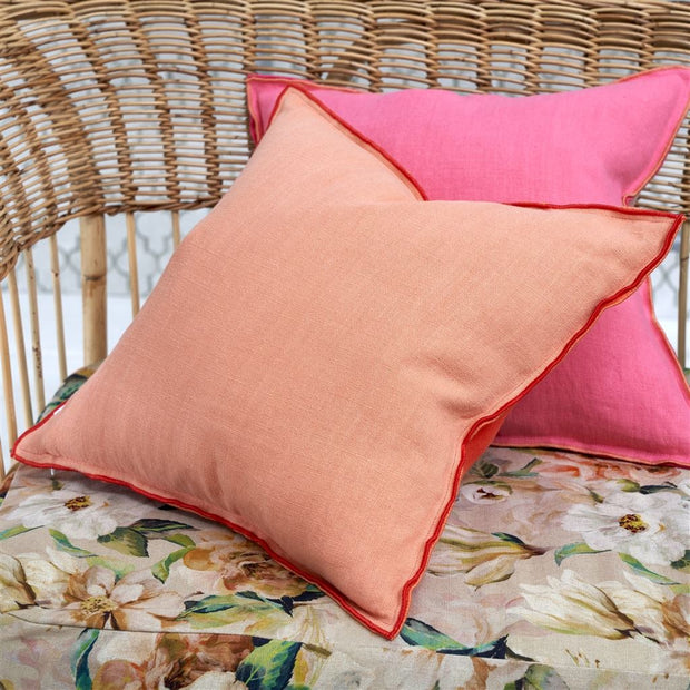 Designers Guild Brera Lino Hibiscus & Peach Linen Cushion