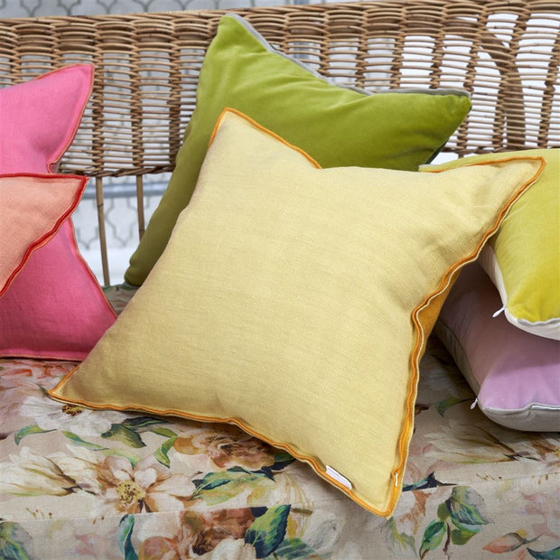 Designers Guild Brera Lino Mango & Maize Linen Cushion