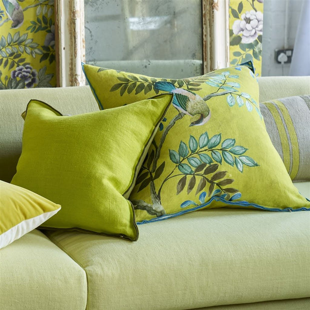 Designers Guild Brera Lino Lime & Moss Linen Cushion