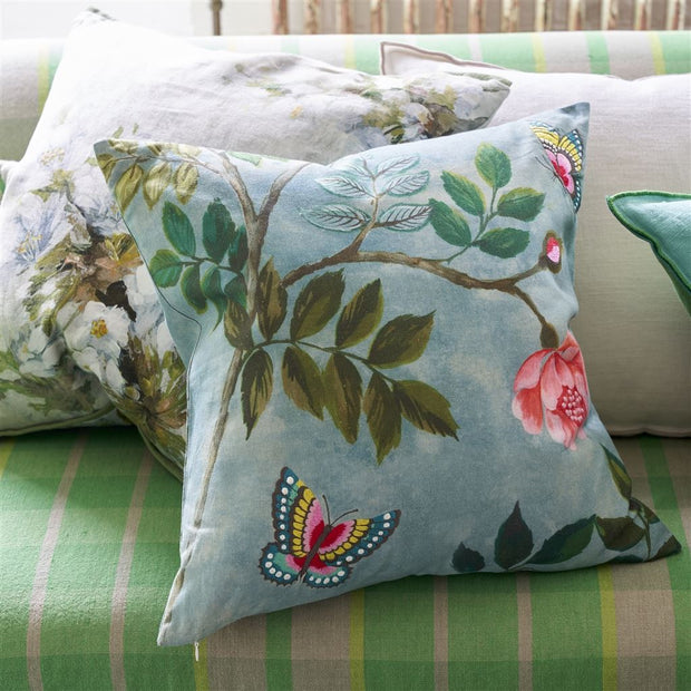 Designers Guild Papillon Chinois Teal Cotton/linen Cushion