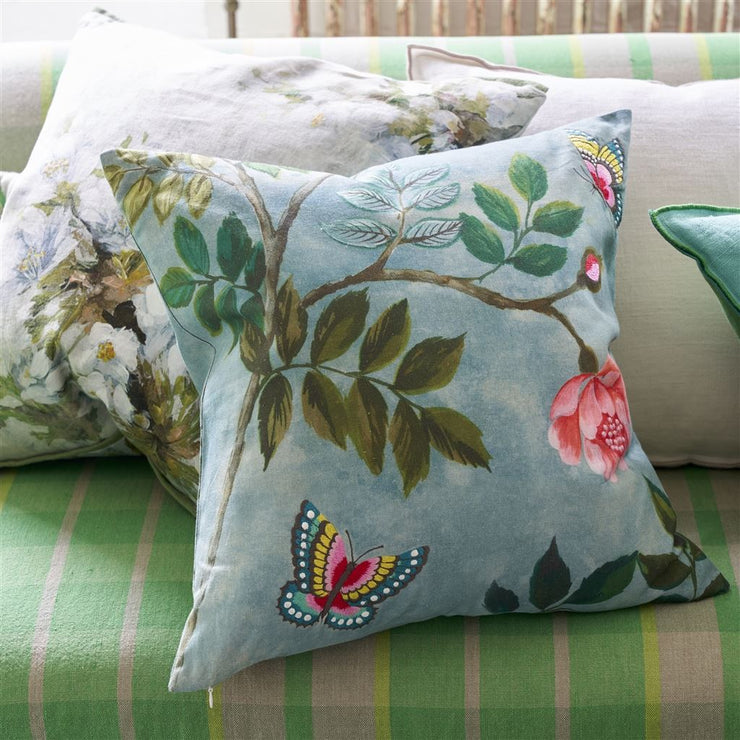 Designers Guild Papillon Chinois Teal Cotton/linen Cushion