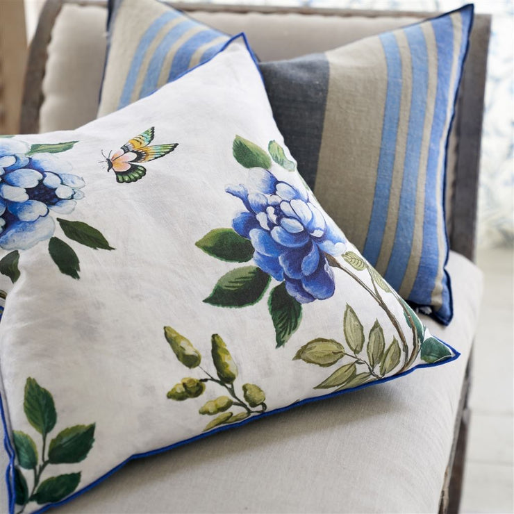 Designers Guild Porcelaine De Chine Cobalt Linen Cushion