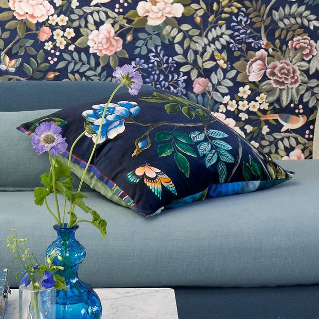Designers Guild Porcelaine De Chine Velours Indigo Cushion