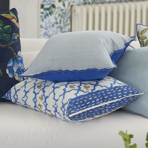 Designers Guild Brera Lino Lagoon & Porcelain Linen Cushion