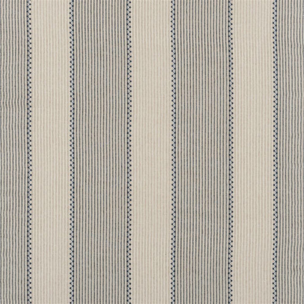 Carleigh Embroidered Ticking - Denim