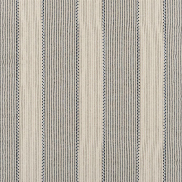 Carleigh Embroidered Ticking - Denim