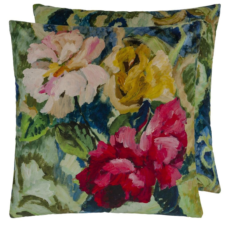 Tapestry Flower Vintage Green Cushion