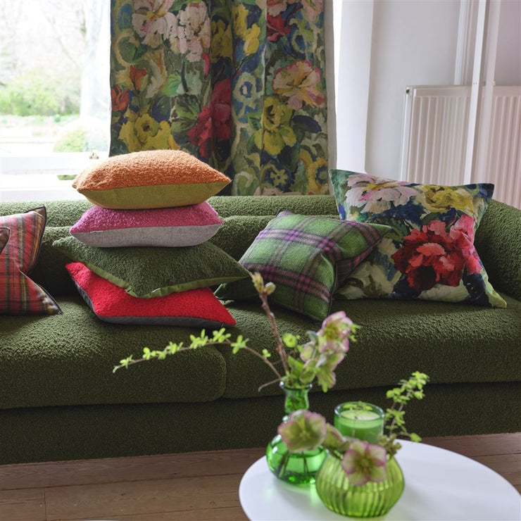 Designers Guild Tapestry Flower Vintage Green Velvet Cushion