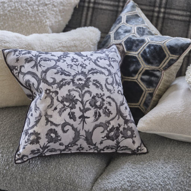 Designers Guild Manipur Graphite Velvet Cushion