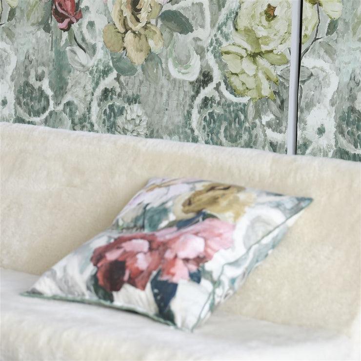 Designers Guild Tapestry Flower Eau De Nil Linen Cushion