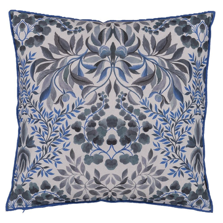 Designers Guild Ikebana Damask Slate Blue Cotton Cushion