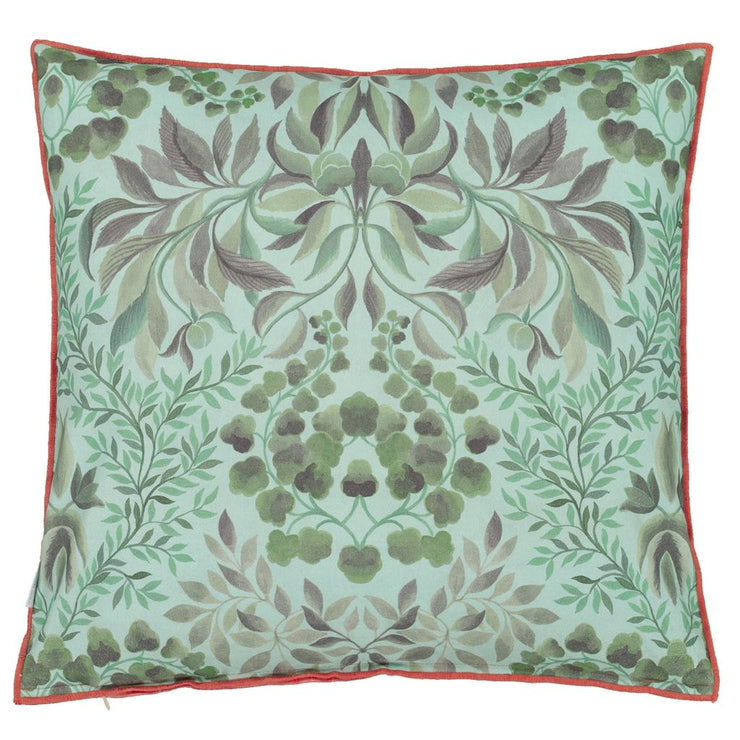 Designers Guild Ikebana Damask Aqua Cotton Cushion