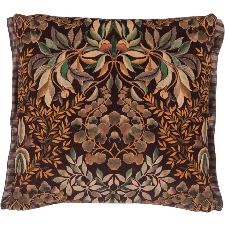 Designers Guild Ikebana Damask Chocolate Velvet Cushion