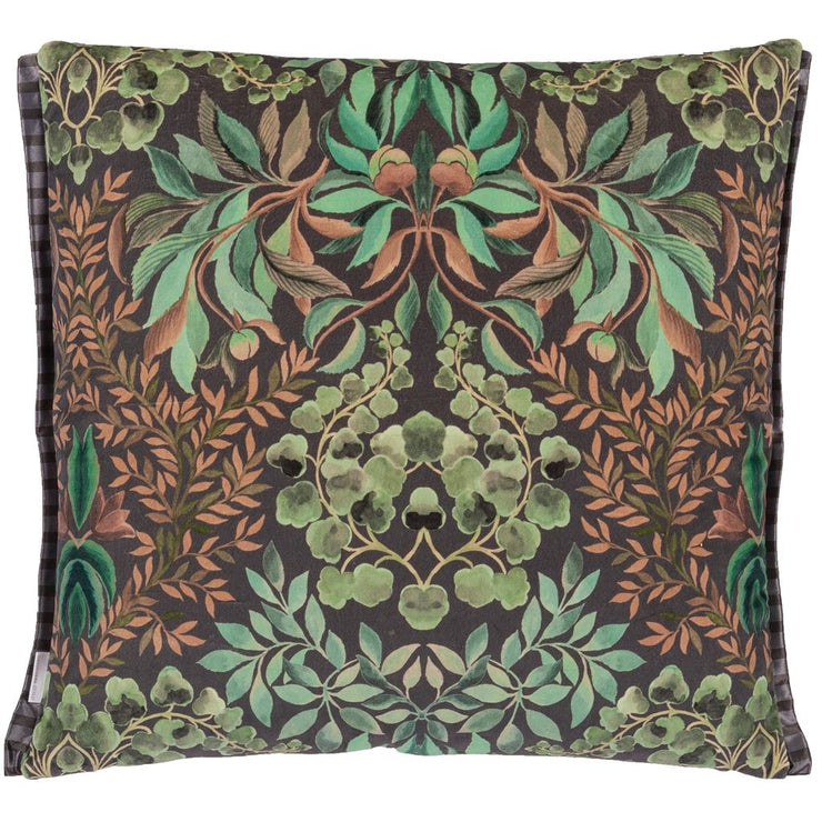 Designers Guild Ikebana Damask Graphite Velvet Cushion