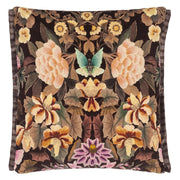 Designers Guild Ikebana Damask Chocolate Velvet Cushion