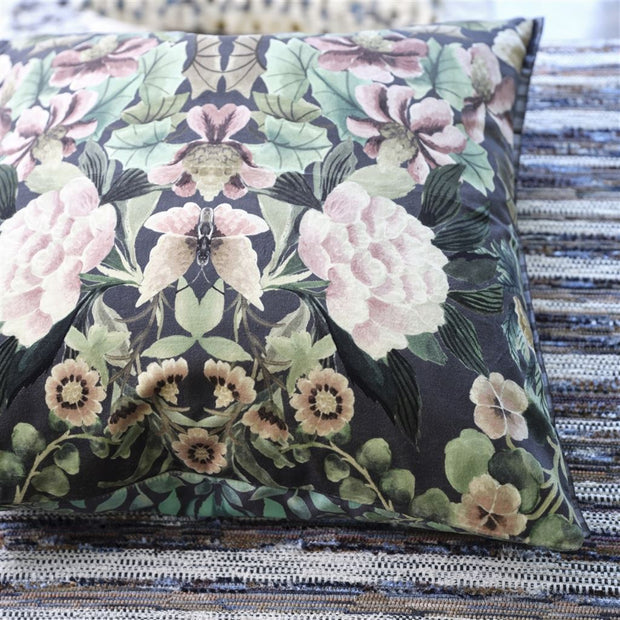 Designers Guild Ikebana Damask Graphite Velvet Cushion