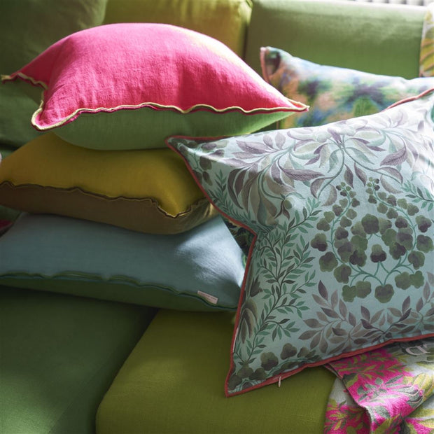 Designers Guild Brera Lino Cerise & Grass Linen Cushion