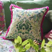 Designers Guild Ikebana Damask Fuchsia Embroidered Cotton Cushion