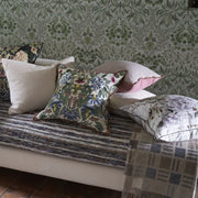 Designers Guild Brera Lino Damask Rose & Travertine Linen Cushion