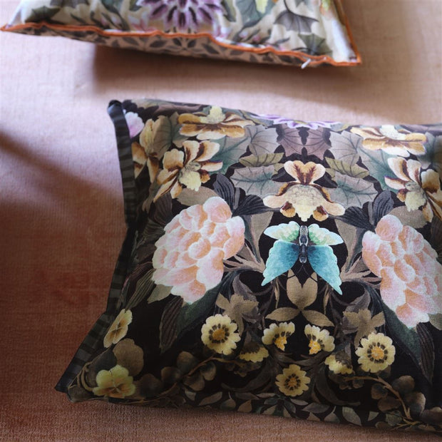 Designers Guild Ikebana Damask Chocolate Velvet Cushion