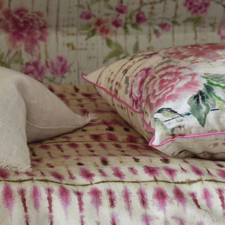 Designers Guild Kyoto Flower Coral Cotton Cushion