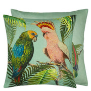 John Derian Parrot And Palm Azure Cushion