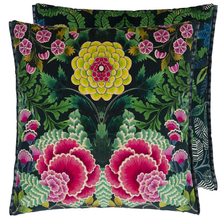 Brocart Decoratif Velours Noir Cushion