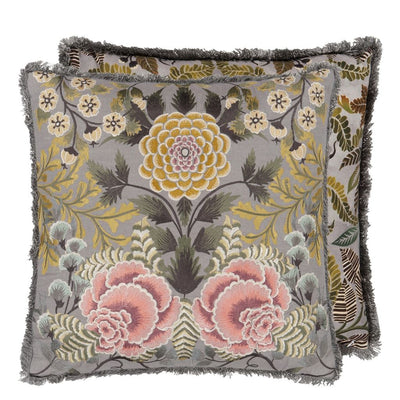 Brocart Decoratif Embroidered Sepia Cushion