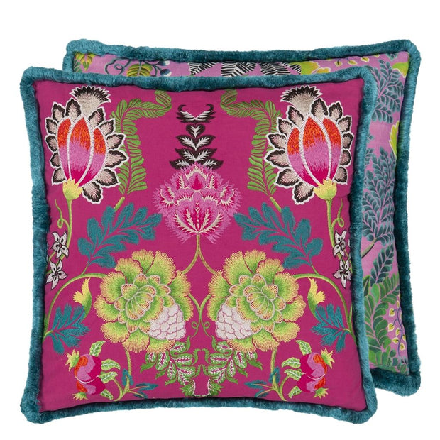 Brocart Decoratif Embroidered Cerise Cushion