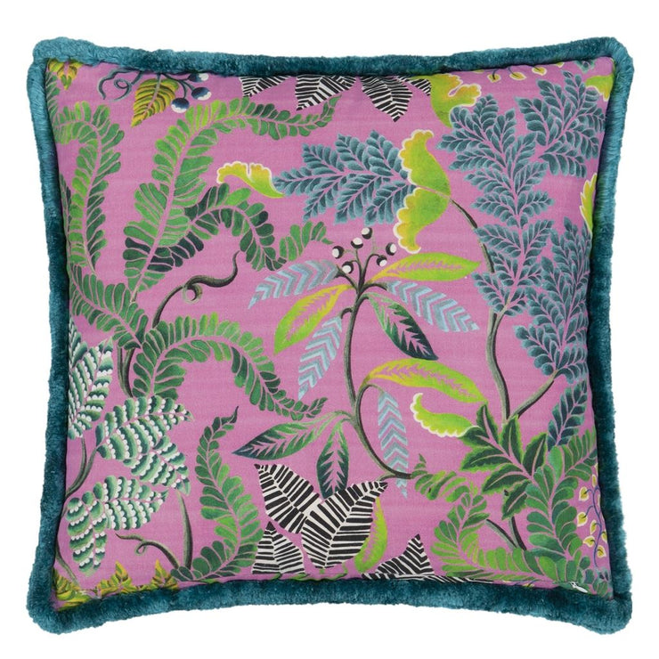 Designers Guild Brocart Decoratif Embroidered Cerise Cotton Cushion