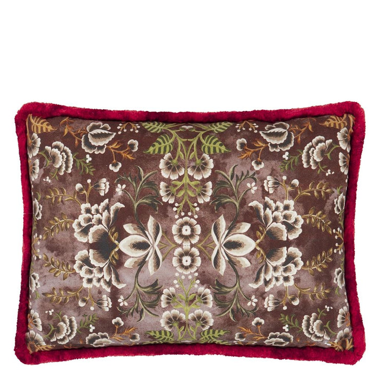 Designers Guild Rose De Damas Embroidered Cranberry Cushion