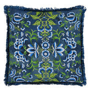 Designers Guild Rose De Damas Embroidered Indigo Cotton Cushion