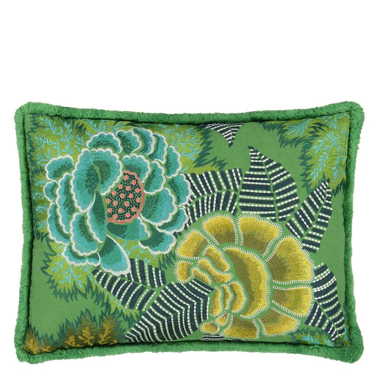 Designers Guild Rose De Damas Embroidered Jade Cushion