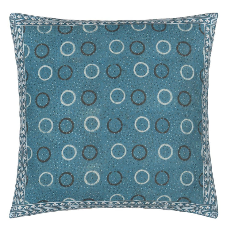 John Derian Indigo Circles Indigo Cushion