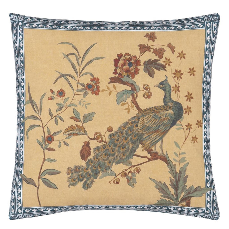John Derian Peacock Toile Sepia Cushion