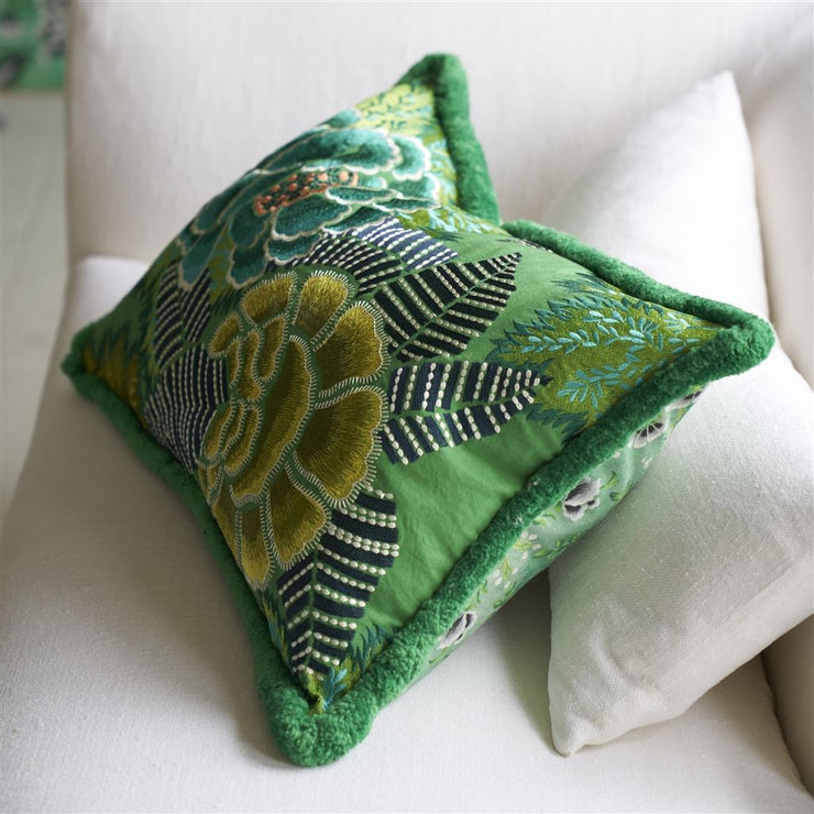 Designers Guild Rose De Damas Embroidered Jade Cushion