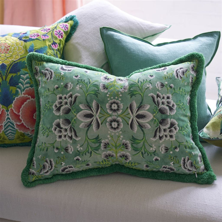 Designers Guild Rose De Damas Embroidered Jade Cushion