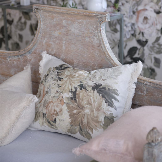 Designers Guild Fleurs D Artistes Sepia Cotton Cushion