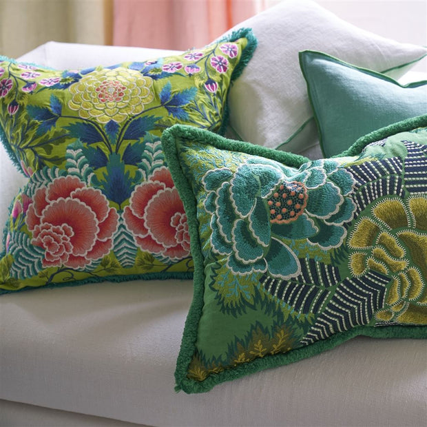 Designers Guild Brera Lino Alabaster & Emerald Cushion